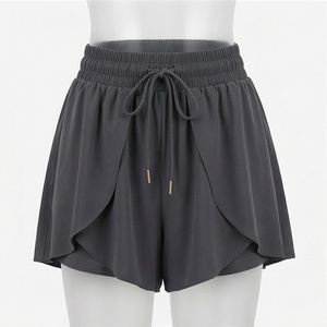 Women <b>Elastic</b> Waist Asymmetrical Drawstring Shorts Solid Color Casual Style High Waisted Comfortable Fit All Seasons Wear - Product Image 1
