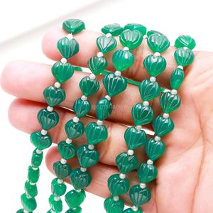 Cuentas de ónix verde natural talladas en forma de corazón, cuentas de piedras preciosas talladas a mano para la fabricación de joyería, tamaño de 10-11 mm, por fabricante, 8 pulgadas. - Product Image 2