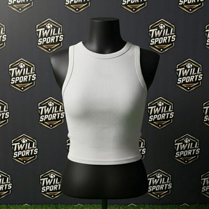 Top Corto Personalizado para Mujer, Blanco, Acanalado, Sin Mangas, Ajustado, Verano, Casual, Alta Calidad - Product Image 2