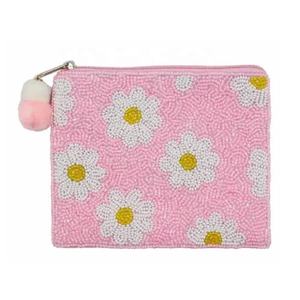 Handmade Zipper Closure Mini Coin <b>Purse</b> with Flower Design Durable Fabric for Girls-Multi-Functional Cash & Card Pouch - Product Image 1
