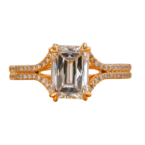 Anillo de Compromiso con Diamante Cultivado en Laboratorio, Corte Esmeralda de 2.11 Quilates, Claridad VS1, Corte Ovalado, Oro Amarillo de 14K, VVS2, Engaste de Bisel, DEF Solitario - Product Image 1