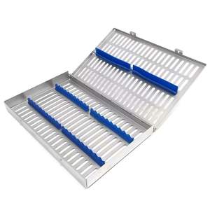 Perforated Dental <b>Sterilization</b> Cassette Tray with Blue Silicone Racks Stainless Steel Medical Instrument Holder - Product Image 6
