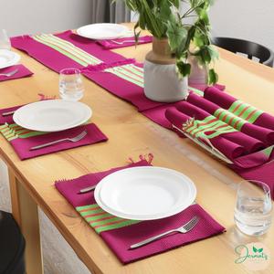 Camino de Mesa de Lino con Borlas, Tejido a Rayas, Moderno, Personalizable, Ecológico, Reutilizable para Hogar, Hotel, Restaurante, Boda - Product Image 2