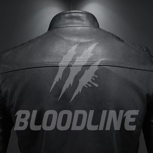 เสื้อแจ็คเก็ตหนัง PU สีดำทรงสลิมฟิตสำหรับผู้ชาย แบรนด์ BLOODLINE สไตล์นักขี่มอเตอร์ไซค์ ปิดด้วยซิป เหมาะสำหรับใส่ในฤดูใบไม้ร่วง - Product Image 5