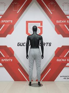 กางเกงจ็อกเกอร์สีเทาสำหรับผู้ชาย ผลิตจากผ้าคอตตอนผสมเนื้อนุ่ม เอวยางยืดพร้อมเชือกผูก ปลายขาจั๊มพ์ สไตล์ลำลองแบบชุดกีฬา - Product Image 4