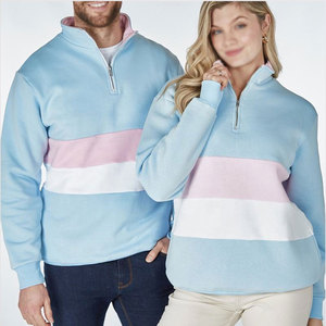 Sudadera Unisex con Capucha y Cierre de Cremallera, Color Azul Claro, Rosa y Blanco, Corte Regular, Informal, para Invierno, 100% Algodón - Product Image 1