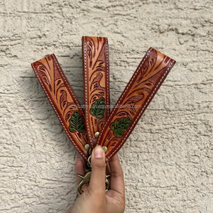 Nueva Llegada Mano Tooled Cuero Muñequera Llaveros En Relieve Estampado Floral Cuero Llaveros Tooled Accesorios de cuero Correas para llaves - Product Image 6