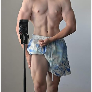 Men's Comfort Polyester <b>Leaf</b> Print Heavyweight Board Shorts Elastic Mid Waistband Mesh Drawstring Gym Workout Running Breathable - Product Image 2