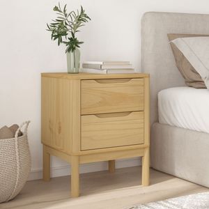 Petite table de chevet en bois de pin massif brun ciré - Product Image 3