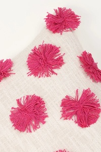 Housse de coussin carrée à fermeture éclair, 100% coton, tuftée à la main, texture brodée, moderne, ivoire rose, personnalisable, avec bordure à franges - Product Image 5