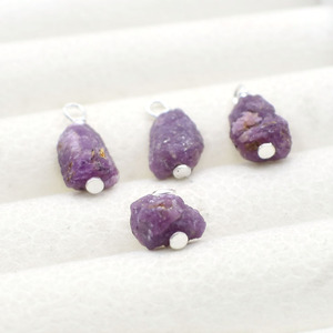 Dyed Ruby Raw Stone Charm 8-10 mm Handmade Wire <b>Wrapped</b> Pendant Jewelry Making Supply <b>Pink</b> Crystal Healing Stone - Product Image 3