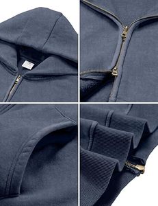 Sweat à capuche zippé personnalisé délavé à l'acide 100% coton pour homme, style vintage streetwear, hiver, OEM - Product Image 5