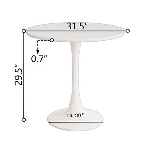 31.5\" Mid Century E Dining <b>Table</b> <b>White</b> <b>Round</b> Tulip <b>Table</b> with MDF Top Pedestal Base Assembled for 2-4 People Kitchen Dining - Product Image 2