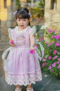 Vestido de verano de manga corta para niña pequeña, estilo Kawaii Lolita, con bordado a mano de animales, de algodón, para cumpleaños – Vestido Windy - Product Image 6
