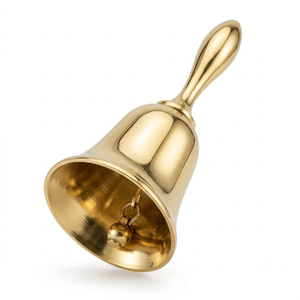 Campana de oración de latón dorado de primera calidad con mango decorativo largo para el culto tradicional en mandir, meditación y pooja. - Product Image 1