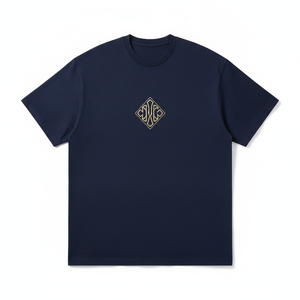 Camiseta de Manga Corta Azul Marino para Hombre con Logotipo Geométrico Bordado, Corte Regular, Informal, de Algodón Jersey, Cuello Redondo - Product Image 6