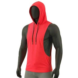 HYPEN SPORTS Débardeur à capuche unisexe 100 % coton anti-boulochage tricoté vintage, personnalisable, pour fitness et gym, respirant, avec logo frontal - Product Image 4