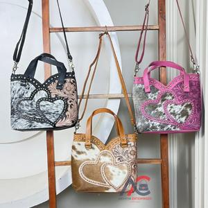 กระเป๋าโท้ทหนังวัวแท้ลายดอกไม้รูปหัวใจ ดีไซน์ใหม่ปี 2026 ผลิตตามสั่งจากโรงงาน กระเป๋าสะพายข้างสำหรับผู้หญิง - Product Image 1