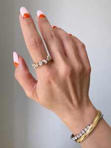 Women's 18K <b>Solid</b> Gold Moissanite Eternity Band Ring Round Brilliant Cut Pave Setting Classic Style Engagement Jewelry <b>silver</b> - Product Image 1