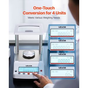 Balance analytique électronique numérique de haute précision 120g x 0,1mg (0,0001g) avec 4 unités (g/oz/ct/mg) pour l'analyse en laboratoire - Product Image 3