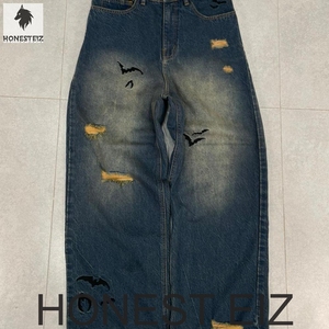 Vaqueros de mezclilla de algodón vintage para hombre, corte bootcut, ajuste regular, lavado medio, tiro medio, tejido de punto, color liso, para otoño - Product Image 2