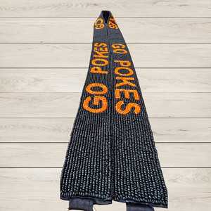 Handmade Cotton Beaded Scarf Go Pokes Orange Letters Rectangular Shape <b>Craft</b> Accessory - Product Image 1