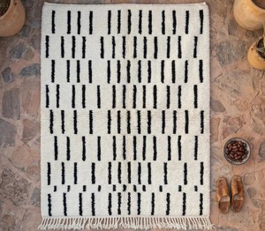 Alfombra de lana de Beni Ourain para decoración del hogar, tapete de lana azul tejido a mano con montañas, marroquí, Vintage, Berber, marroquí - Product Image 5