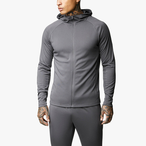 Ensemble de survêtement de performance personnalisé pour homme : veste à capuche entièrement zippée et pantalon de jogging coupe ajustée – Tenue de sport et de fitness - Product Image 1
