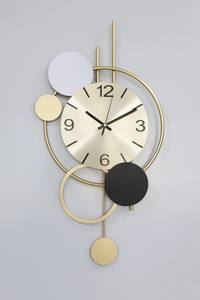 Large Modern Sunburst Metal <b>Wall</b> <b>Clock</b> with Black Steel Rays and Gold Hands for Luxury Living Room - Product Image 2