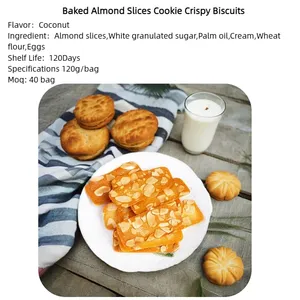 Biscuits croustillants aux tranches d'amandes cuites, saveur crème noisette, collation traditionnelle chinoise, aliment sain, en vrac, sans sucre - Product Image 5