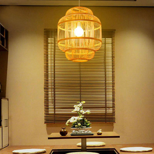Lampe suspendue en rotin tressé pour la décoration du plafond de la maison, lampe suspendue naturelle et éclairage intérieur - Product Image 2