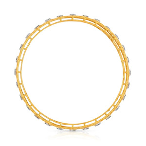Yellow Gold Geometric Lattice <b>Bangle</b> <b>Bracelet</b> with Square Cluster Lab Grown Diamonds - Product Image 4