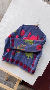 Blue coat and Handmade Embroidered Velvet Jacket Boho Suzani Style <b>bird</b> Design Floral Suzani Jacket Unique Gift For Her - Product Image 4