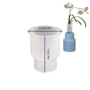 Round And Square Flower Container Stripe Candlestick Base Gypsum <b>Epoxy</b> <b>Resin</b> Silicone Mold - Product Image 6