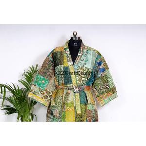 Kimono léger en coton pour femme, imprimé floral, style Kantha, luxueux, respirant, patchwork, pour l'hiver - Product Image 4