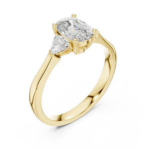 Vinson Project Art Deco Elegant Oval Lab Created Moissanite GRA Certified Bridal <b>Ring</b> <b>Set</b> Side Trillion Diamonds 14K/18K <b>Gold</b> - Product Image 4