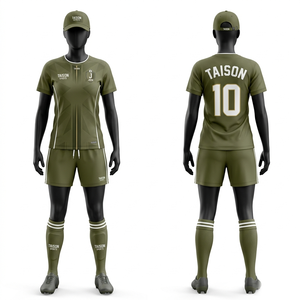 Premium 160 GSM Polyester Soccer Uniform Olive Green Breathable Fabric Sublimation Custom Logo Panel Design - Product Image 1