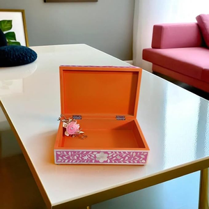 Caja de Joyería de Lujo Hecha a Mano con Incrustaciones de Hueso Rectangular y Cuadrada, Diseño Único, Cierre Magnético de Alta Calidad, Almacenamiento Decorativo - Product Image 4