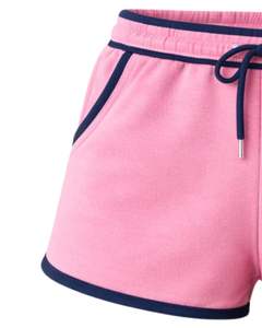 Shorts en molleton de coton personnalisés pour femmes, rose et bleu marine contrastés, taille élastique, décontractés, pour l'été, vêtements de détente, fabricant sur mesure - Product Image 4