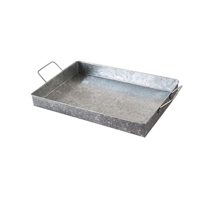 Farmhouse Galvanized Metal Serving Tray with <b>Wire</b> Handles Zinc Decorative Platter for <b>Coffee</b> <b>Table</b> Centerpieces Weddings Use - Product Image 1