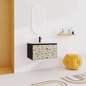 Mobile bagno sospeso da 30 pollici con lavabo in ceramica e anta con chiusura ammortizzata, pronto per l'installazione - Product Image 3