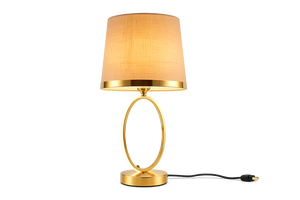 Lampe de table en métal écologique artisanale avec abat-jour en tissu, base d'ampoule E26, lumière décorative moderne pour la chambre à coucher, les hôtels et les salons - Product Image 6