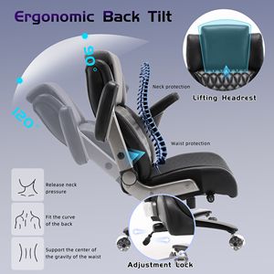 Sedia da Ufficio Ergonomica Grande e Alta da 227 kg con Braccioli Ribaltabili 3D, Supporto Lombare Regolabile e Poggiatesta Sollevabile, Sedia da Scrivania in Rete 3D - Product Image 3