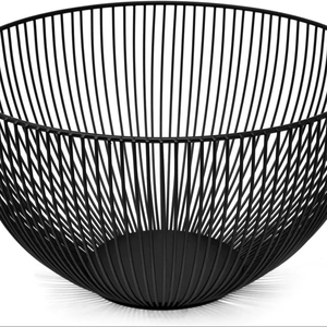 Corbeille de service de table en fil d'acier noir mat géométrique, style moderne de luxe, écologique, faite à la main, en maille, pour la salle à manger - Product Image 1