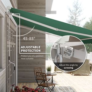 Toldo Retráctil Manual Ajustable de 12x10 pies, Color Verde, con Marco de Aluminio, para Terrazas, Balcones y Patios - Product Image 4