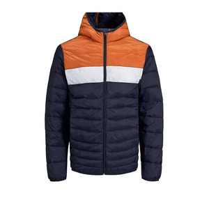 Custom Mens Hooded Bomber Puffer Jacket Windproof Polyester Nylon Winter Casual Printed Outdoor Coat - Product Image 5