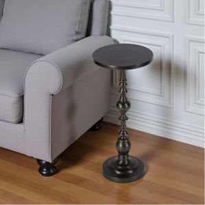 Table d'appoint en marbre blanc avec base cylindrique en laiton brossé, vente en gros - Product Image 5