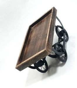Carrito de Servicio Rústico de Bambú con Ruedas Metálicas para Cocina, Comedor o Buffet - Product Image 1
