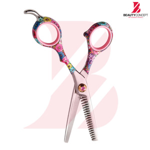 กรรไกรซอยผมลายดอกไม้ ด้ามจับพลาสติก สีสันสดใส สำหรับช่างตัดผมมืออาชีพ อุปกรณ์จัดแต่งทรงผมสำหรับร้านทำผม - Product Image 3