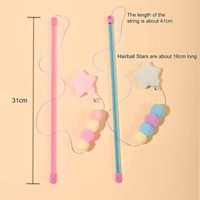 Jouet en peluche chat rose avec balle, bâton et corde élastique, pendentif étoile, résistant aux morsures, prise en main confortable, écologique, dessin animé, fait main, jouet de stimulation